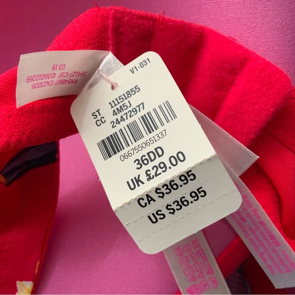 Pink Victoria’s Secret Wear Everywhere T-Shirt Floral Push-Up Bra.  36DD (NWT). - Picture 6 of 8